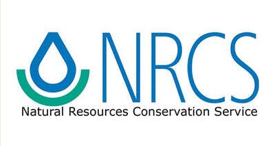 A logo with the letters "NRCS" and the text "Natural Resources Conservation Service" with a water droplet graphic.