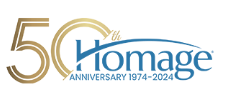 The image features a logo celebrating the 50th anniversary of "Homage" from 1974 to 2024.