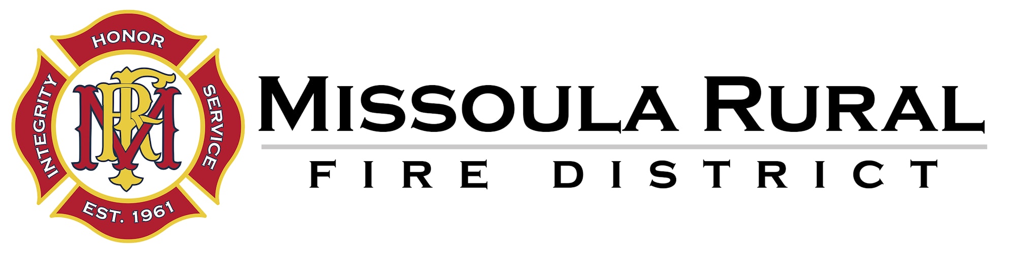Missoula Rural Fire District logo with "Honor, Integrity, Service" and "Est. 1961".