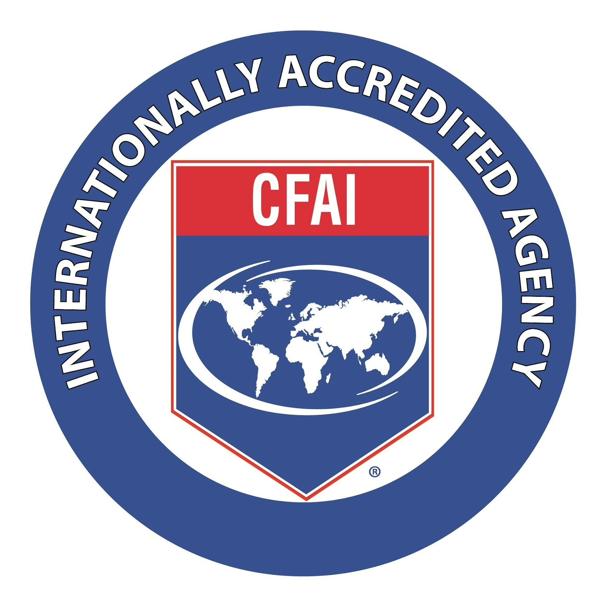 The image features a logo depicting "CFAI" with a world map, labeled as "Internationally Accredited Agency."