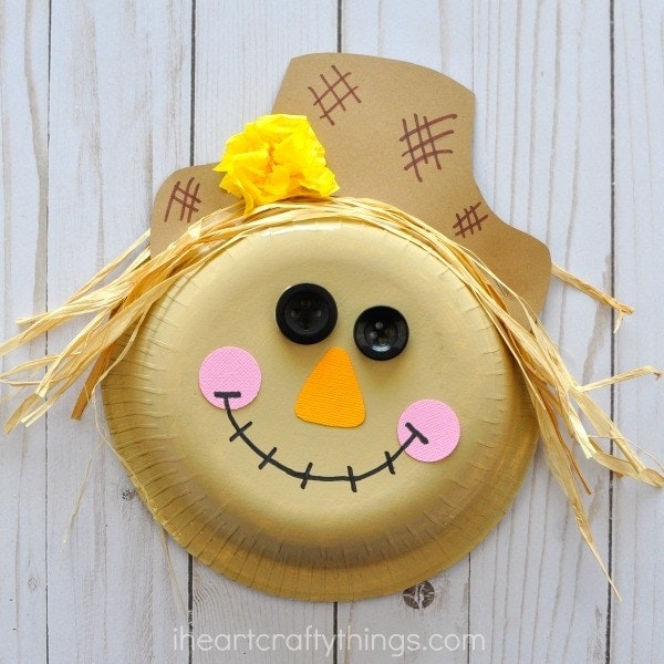 Paper bowl scarecrow craft