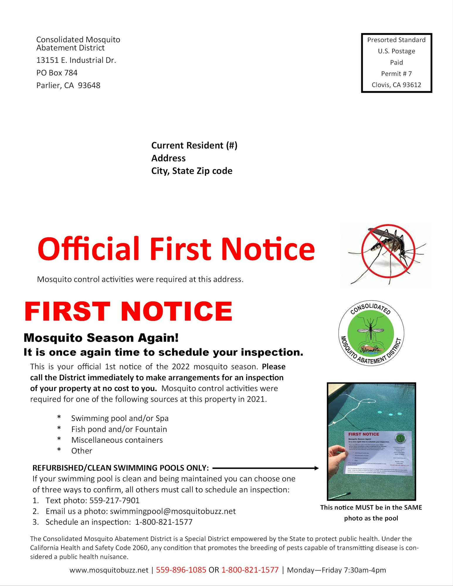 Mailer notice