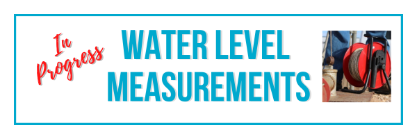 Text "In Progress" and "Water Level Measurements" with an image of equipment.
