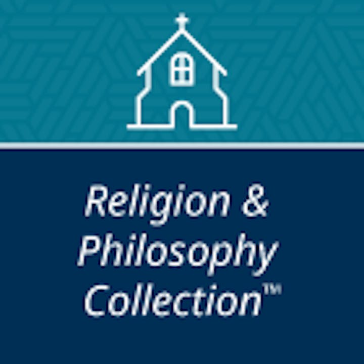 logo features house with cross on top and reads religion and philosophy collection