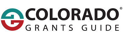 A logo with the text "COLORADO GRANTS GUIDE" and a graphic element resembling a red 'C' and a green swirl.