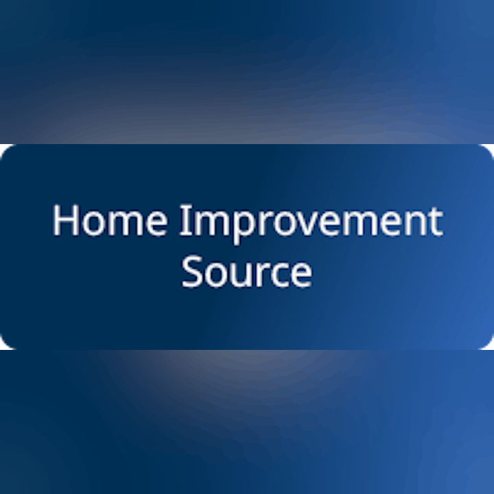 A button with the text "Home Improvement Source" on a blue background.