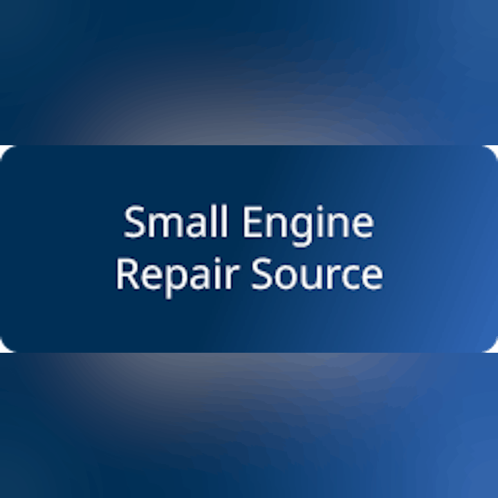A sign reading "Small Engine Repair Source" on a blue background.