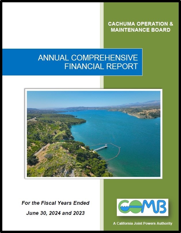 Cachuma Operation & Maintenance Board's financial report cover for fiscal years ending June 30, 2024 and 2023
