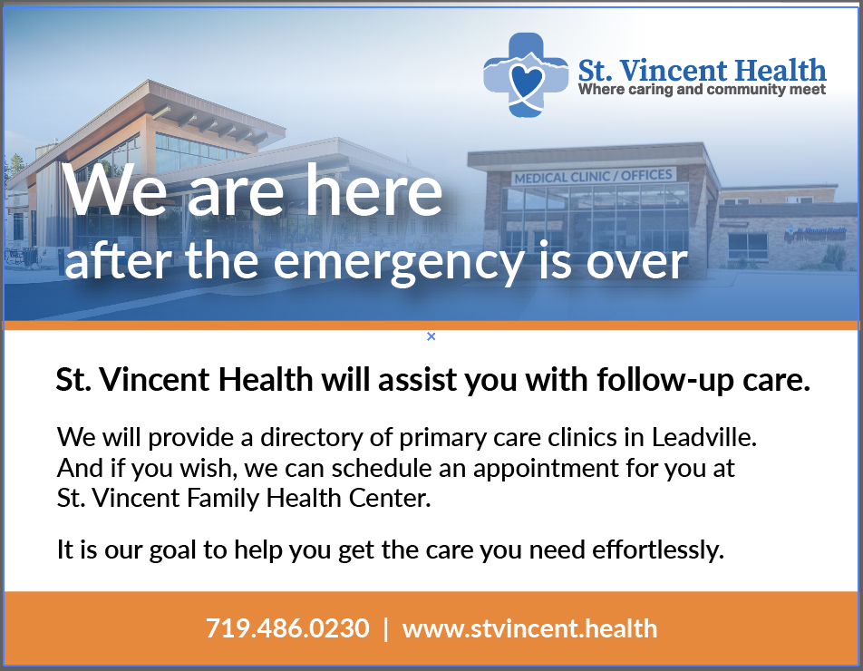 An ad for St. Vincent Health's follow-up care services with contact info.