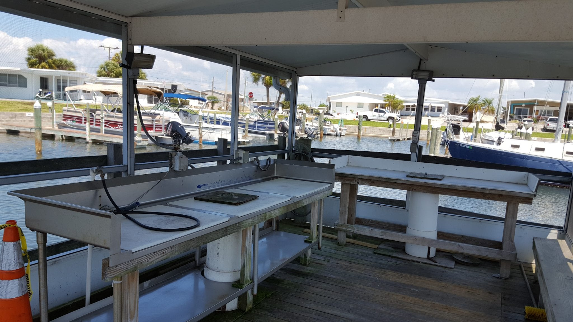 Picture of the Fish House cleaning station at the marina