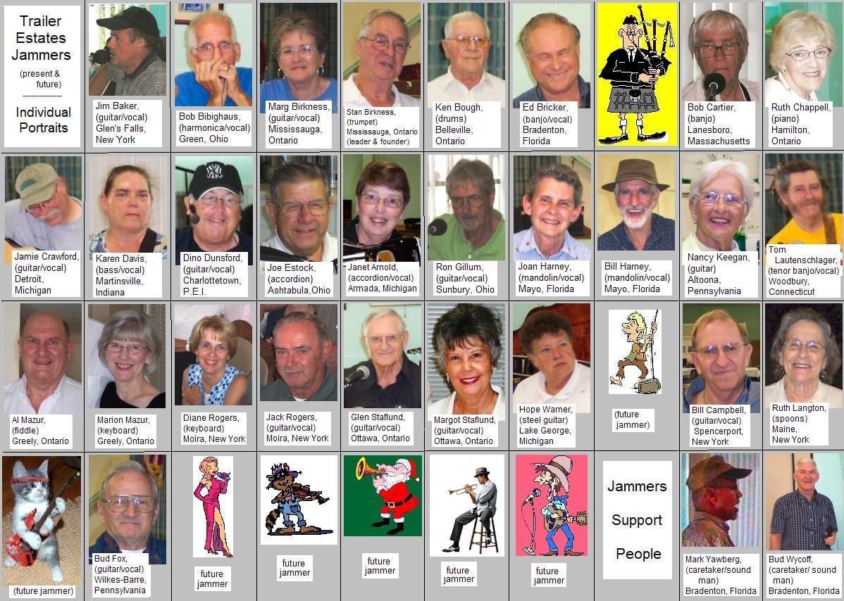 Collage picture of many participants in the Jammers musical group