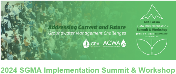 An advertisement for the 2024 SGMA Implementation Summit & Workshop addressing groundwater management challenges.