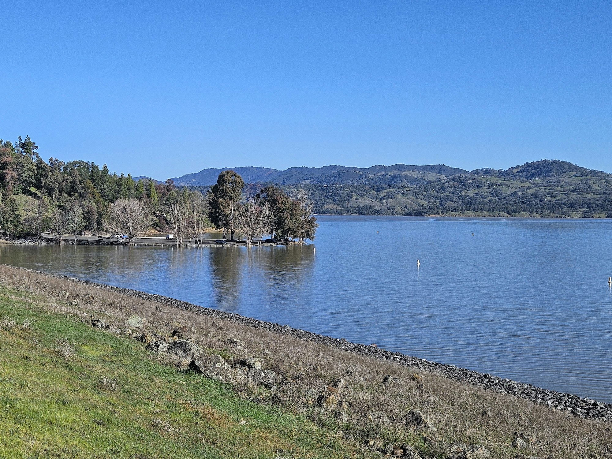 Lake Mendocino south parking lot on February 25, 2025, by E Salomone