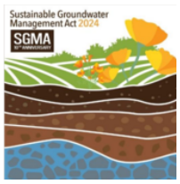 An illustration of soil layers, water, and flowers, celebrating the Sustainable Groundwater Management Act (SGMA) 10th Anniversary.