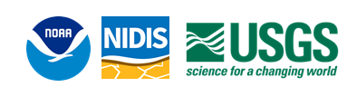 Three logos: NOAA, NIDIS, and USGS, representing governmental science and environmental organizations.
