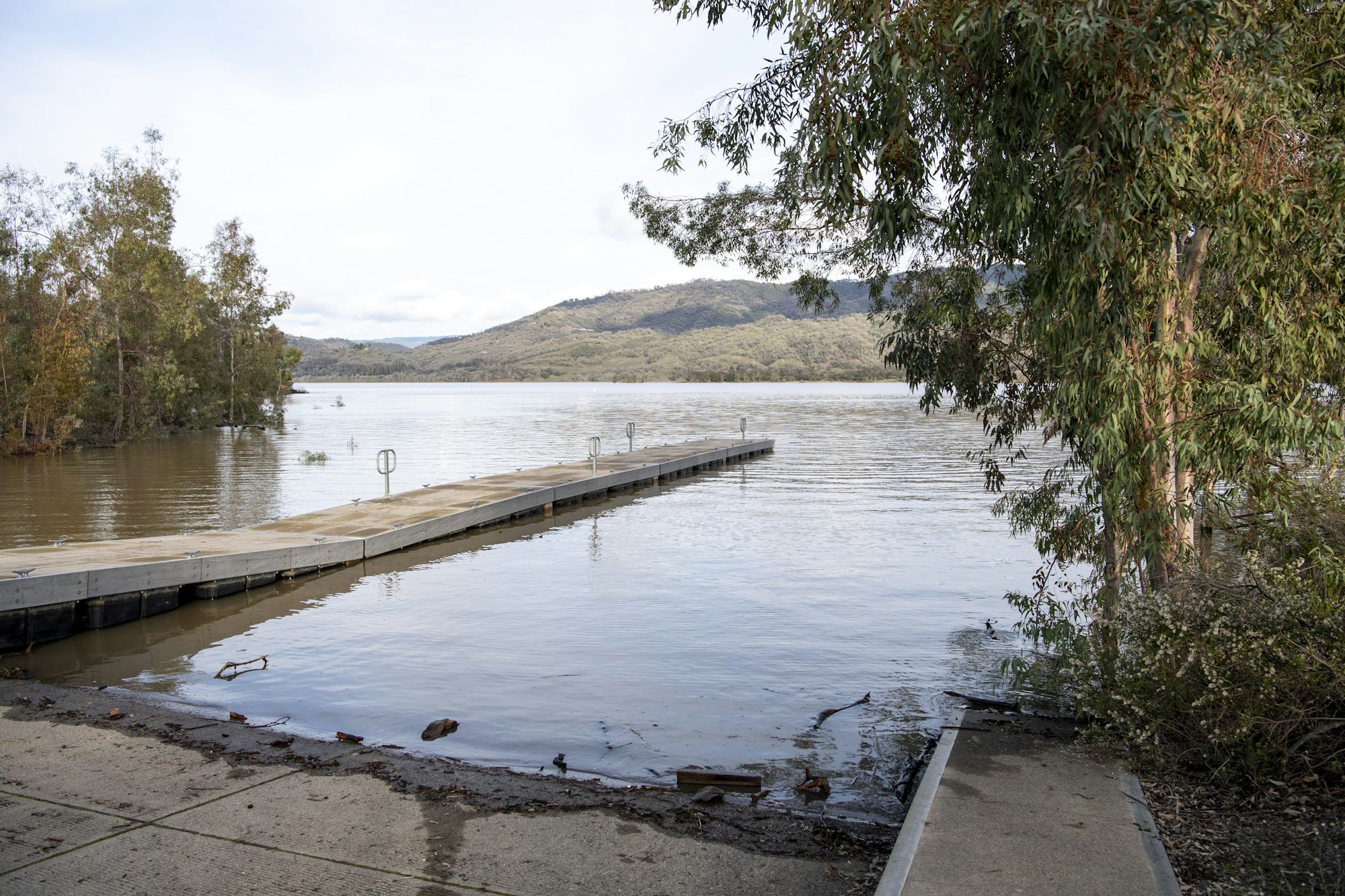 Lake Mendocino south boat ramp before flood release, Jan 16, 2023 by Kenneth James, DWR