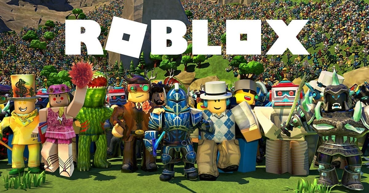 An assortment of Roblox game characters with the "ROBLOX" logo above.
