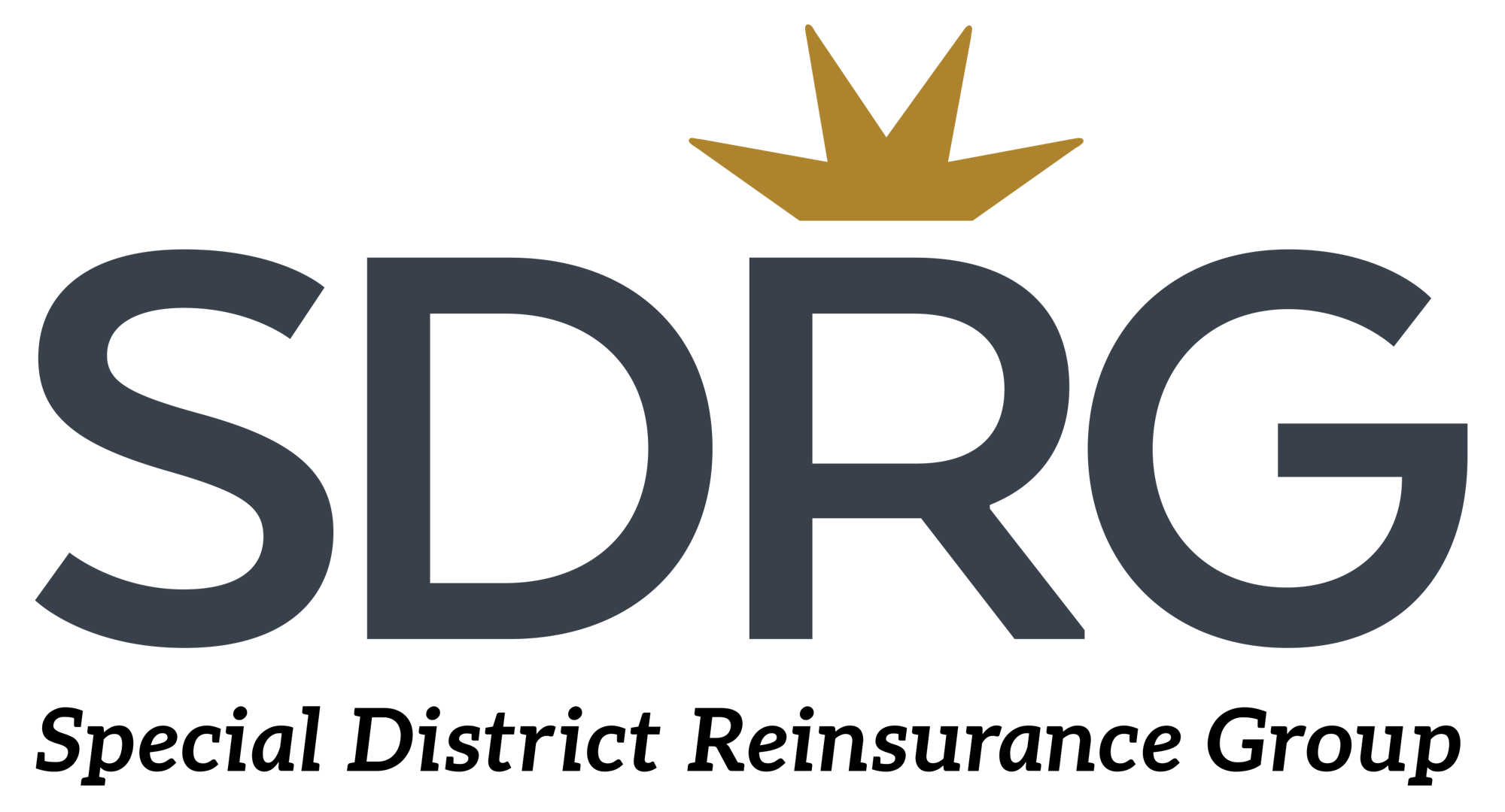 The image displays the letters "SDRG" with a stylized crown above the "R".