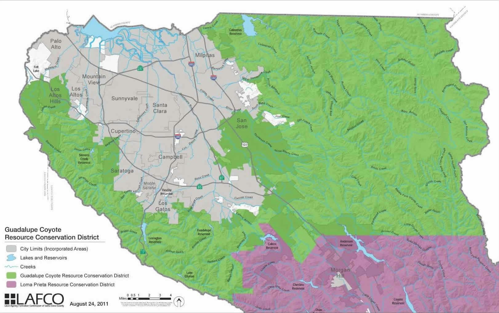 Map of the service area for Guadalupe-Coyote Resource Conservation District.