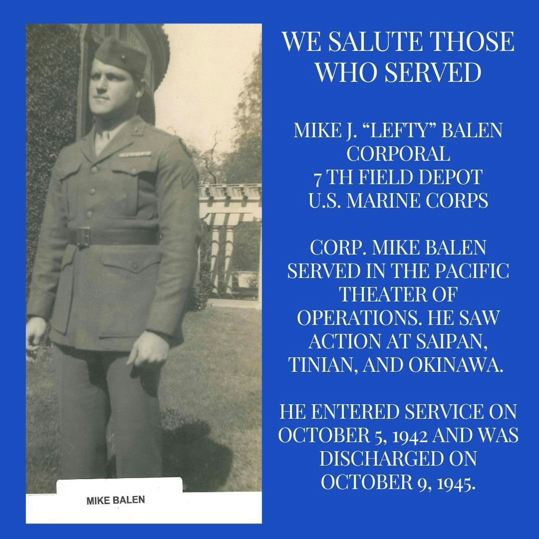 Tribute to a U.S. Marine, service details, historical photo.