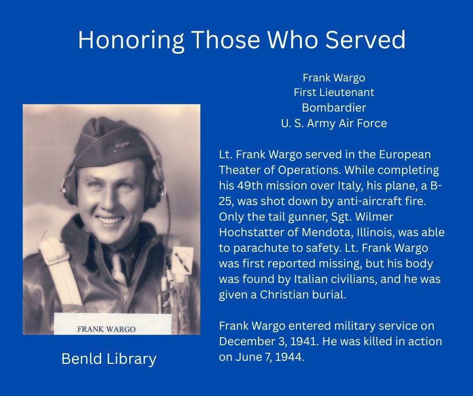 A tribute to Lt. Frank Wargo, a WWII bomber pilot killed in action on June 7, 1944, after his plane was shot down over Italy.