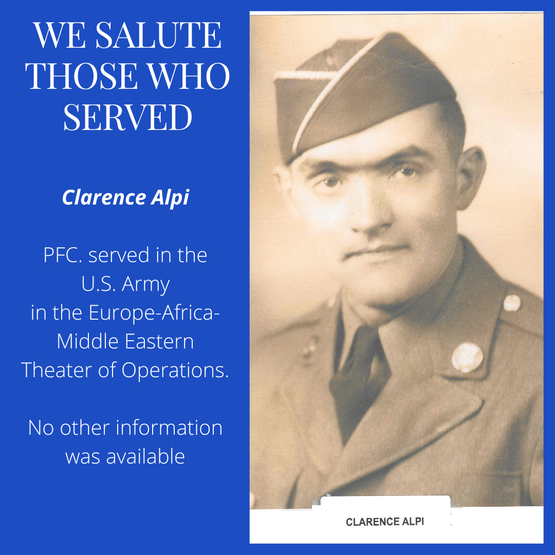 A tribute poster with a photo of a soldier, honoring service in the U.S. Army, Europe-Africa-Middle Eastern theater.