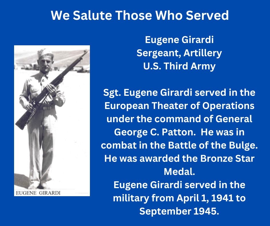Tribute to a US Army Sergeant who served in WWII, including the Battle of the Bulge, and received the Bronze Star Medal.