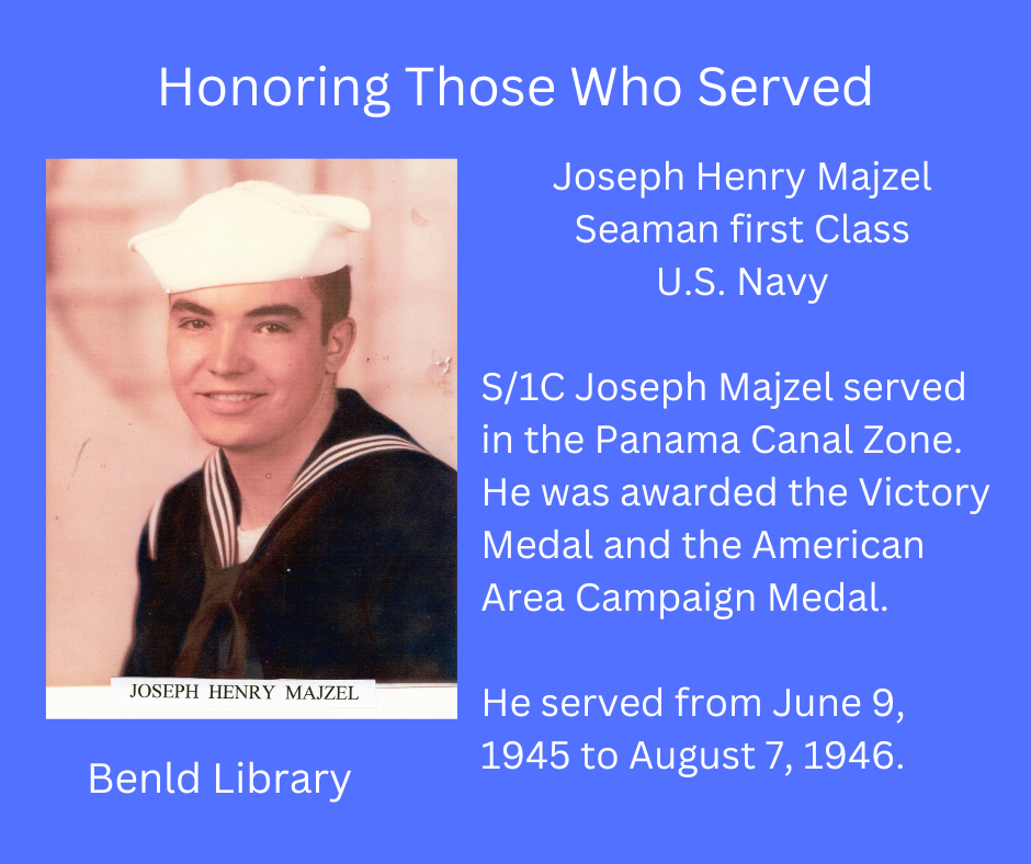 A tribute to Joseph Henry Majzel, a U.S. Navy Seaman First Class, for his service in the Panama Canal Zone.