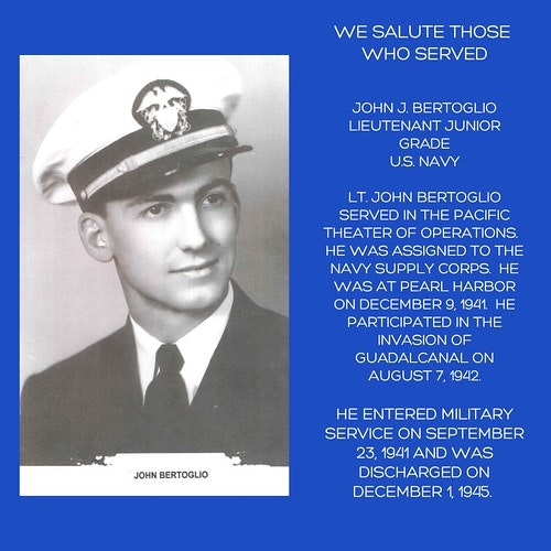 A tribute to a U.S. Navy lieutenant with his photo and service details.