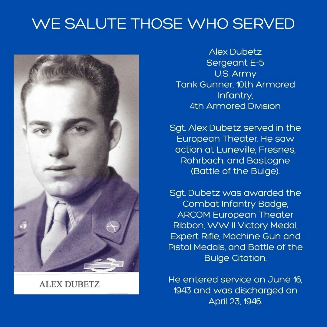 A tribute to a U.S. Army Sergeant's military service including photo, rank, division, battles participated in, awards, and service dates.
