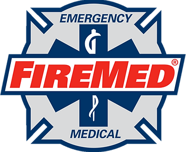 A logo with the words "FIREMED", a medical symbol, and "Emergency Medical" on a star of life background.