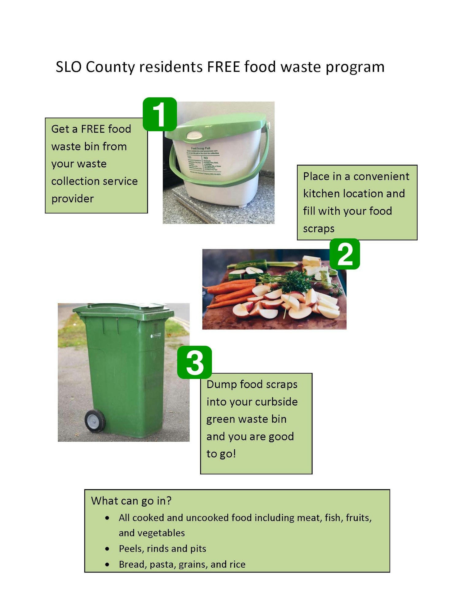 SLO County Residents Free food waste program flyer
