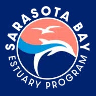 Logo of the Sarasota Bay Estuary Program featuring a bird silhouette over blue waves within a circle.
