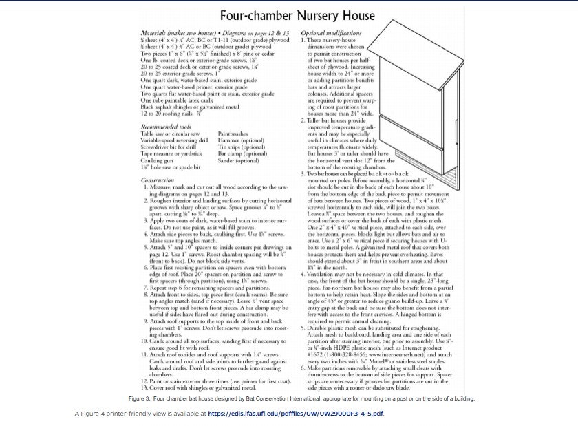 Instructions and materials list for constructing a four-chamber nursery house, with a diagram and optional modifications.