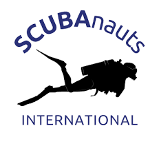 Logo with silhouette of a scuba diver, text "SCUBAnauts INTERNATIONAL".