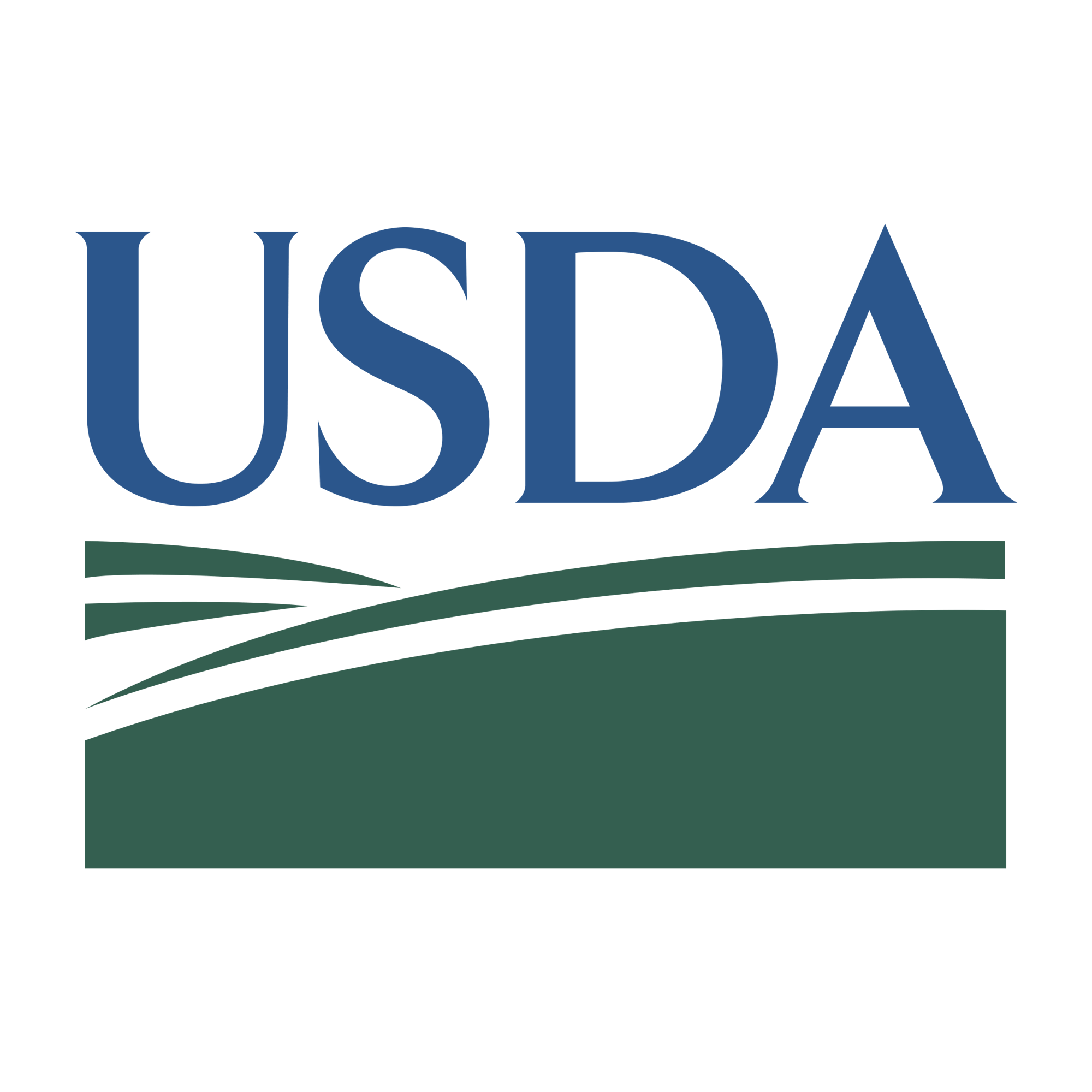 USDA logo with stylized green fields and blue text.