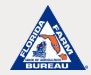 Logo of Florida Farm Bureau with a map of Florida and a farm image inside a triangle.