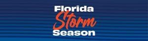 Text "Florida Storm Season" with stylized graphics on a blue background.