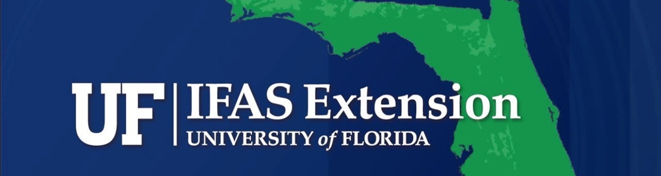 UF IFAS Extension, University of Florida, with a map silhouette of Florida.