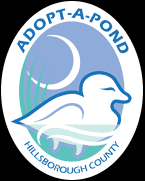 Logo featuring a duck and water, titled "Adopt-A-Pond Hillsborough County."