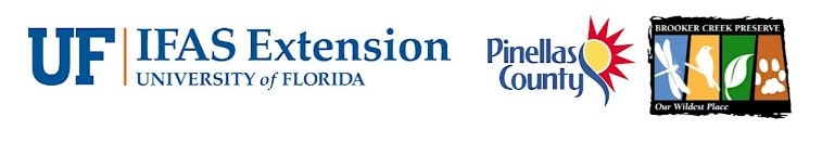 Logos for UF IFAS Extension, University of Florida, Pinellas County, and Brooker Creek Preserve with text: "Our Wildest Place."