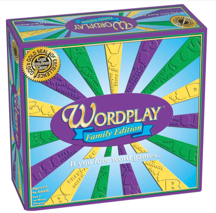 The image shows a "Wordplay Family Edition" board game box.