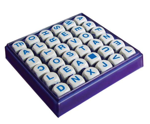 The image shows a square grid of lettered tiles, commonly used for word games or puzzles.