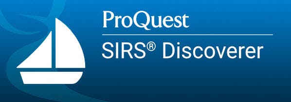 Logo of ProQuest's SIRS Discoverer, an educational database with a sailboat graphic.