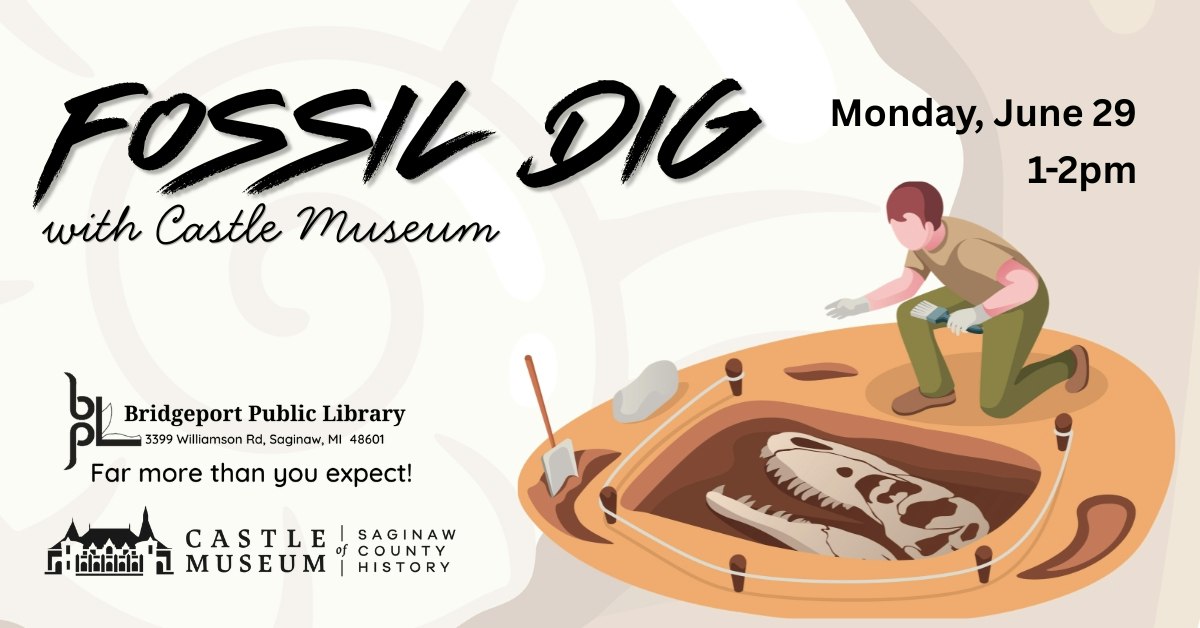 Join a fossil dig event at Bridgeport Public Library with Castle Museum on June 29, 1-2 PM. Explore history!