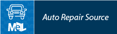 Blue logo with a car icon and text: "MeL Auto Repair Source".