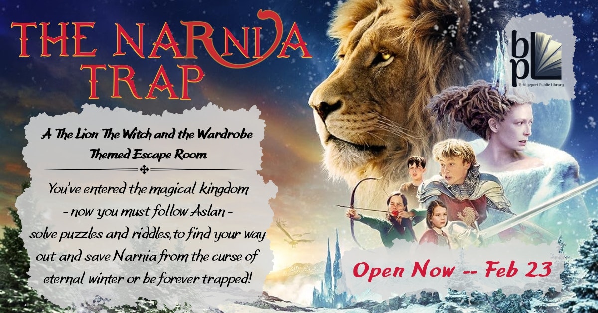 The Narnia Trap: A themed escape room based on "The Lion, The Witch and The Wardrobe." Open now until Feb 23. Solve puzzles to escape!
