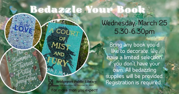 Join the Bridgeport Library on March 25, 5:30-6:30pm, to decorate your book with provided supplies. Registration needed.
