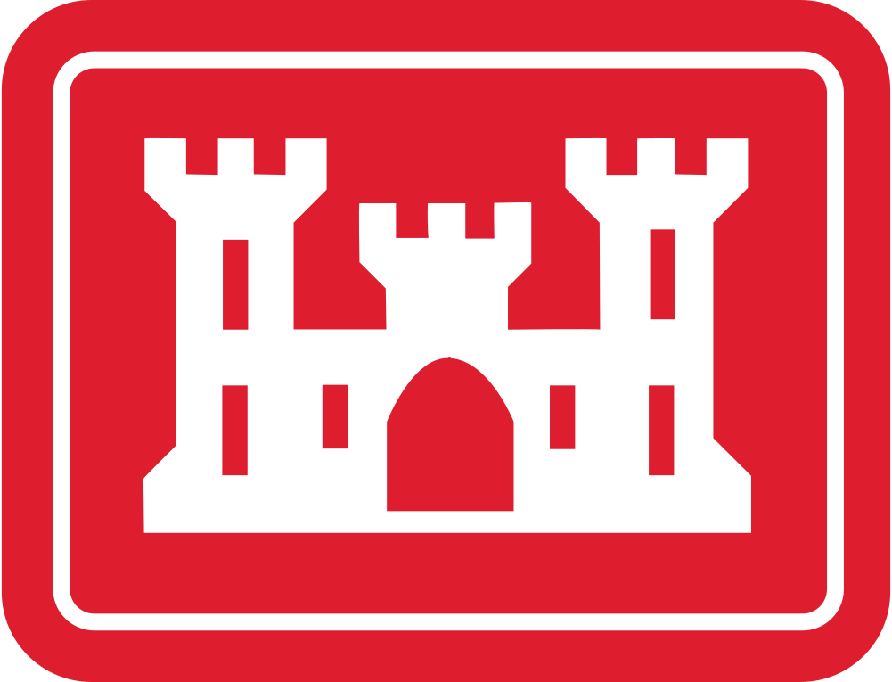 A red sign with a white silhouette of a castle.