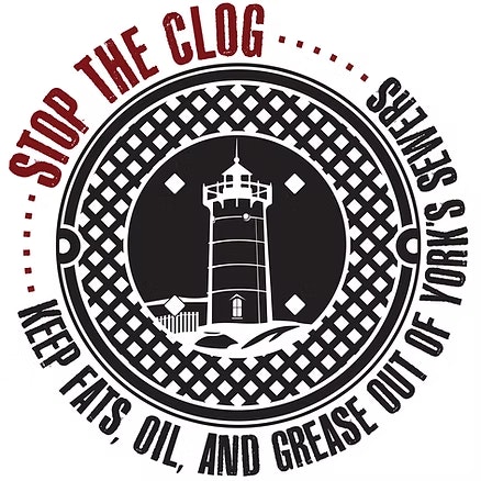 A lighthouse with the text: "Stop the Clog. Keep fats, oil, and grease out of York's sewers."